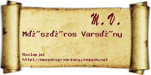 Mészáros Varsány névjegykártya
